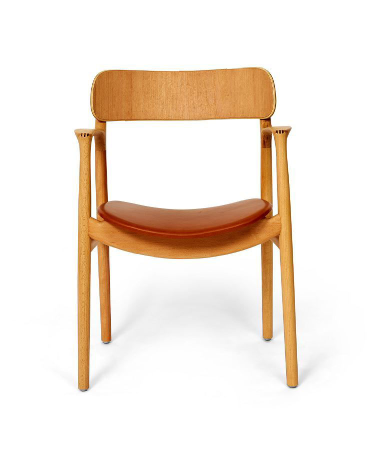 Billede af Bent Hansen Asger Stol M. Polstring H: 80 cm - Bøg, Olieret / Whisky Ranchero læder