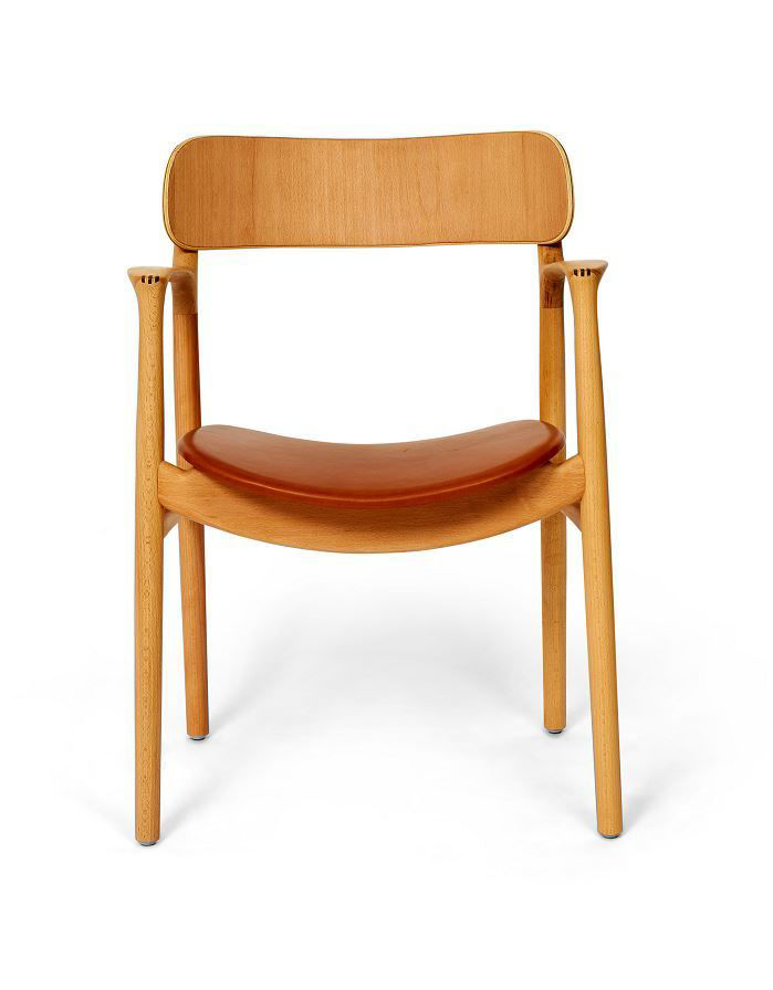 Billede af Bent Hansen Asger Stol M. Polstring H: 80 cm - Bøg, Olieret / Nuss Ranchero læder