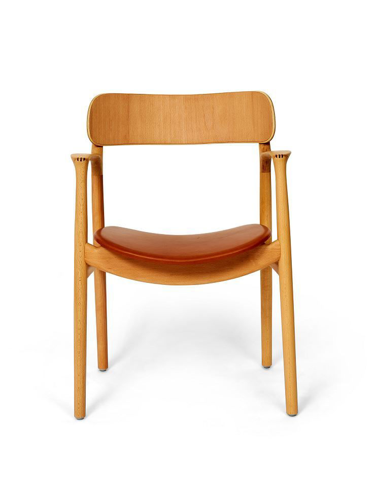 Billede af Bent Hansen Asger Stol M. Polstring H: 80 cm - Bøg, Olieret  / Schwarz Ranchero læder