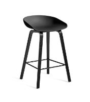 Billede af HAY AAS 32 Barstol Low H: 65 cm - Black Lacquered Oak/Black/Black Powder Coated Steel
