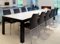 Billede af Skovby SM24 Spisebord inkl. 3 Tillægsplader 100 x 200 cm - Hvid laminat / Sort Eg 