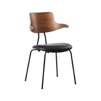 Billede af Vermund VL118 Stol SH: 46 cm - Sort Stål/Valnød/Sort Sierra Læder