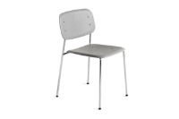 Billede af HAY Soft Edge 40 Chair w. Standard Gliders SH: 47,5 cm - Chromed Steel/Soft Grey Lacquered Oak
