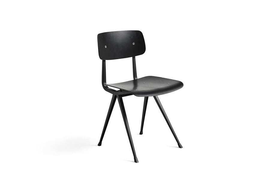 Billede af HAY Result Spisebordsstol SH: 46 cm - Black Powder Coated Steel/Black Lacquered