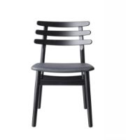 Billede af FDB Møbler J48 Stol Poul M. Volther Siddehøjde: 46 cm - Sort Læder/Sort Eg