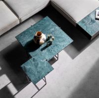 Billede af HANDVÄRK FURNITURE Side Table L: 50 D: 50 H: 47 cm - Sort Stel / Grøn Marmor