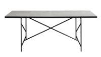 Billede af HANDVÄRK FURNITURE Spisebord 185 L: 185 D: 96 H: 74 cm - Sort Stel / Hvid Marmor