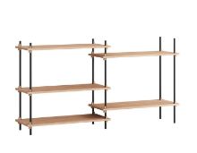 Billede af Moebe Shelving System Low/Double 85x162 cm - Oak/Black