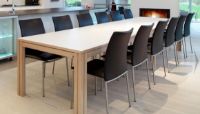 Billede af Skovby SM24 Spisebord inkl. 3 Tillægsplader 100 x 200 cm - Hvid Laminat/Hvidolieret Eg 
