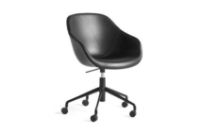 Billede af HAY AAC153 Fuldpolstret Kontorstol m/hjul SH: 56 cm - Sort Sense Læder/Sort Aluminium

