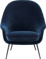 Billede af GUBI Bat Lounge Chair High Back 39 cm - Black Matt Base Velvet