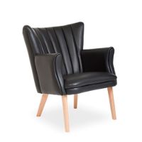 Billede af Skipper Teddy Lænestol SH: 43 cm - Eg/Sort Læder