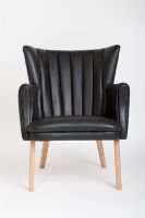 Billede af Skipper Teddy Lænestol SH: 43 cm - Eg/Sort Læder