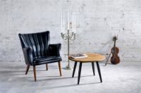 Billede af Skipper Teddy Lænestol SH: 43 cm - Eg/Sort Læder