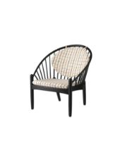 Billede af FDB Møbler J166 Poul M. Volther Jørna Lænestol SH: 40 cm - Sort Eg / Hestedækken Rødternet