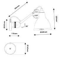 Billede af DCW Editions Lampe Gras N304 XL Væglampe Outdoor Seaside Ø: 22cm - Sort/Sort