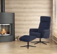 Billede af IMG Comfort Space 3400 Lænestol og skammel - Cashmere stof / sort understel.