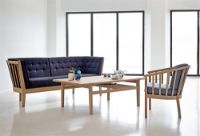 Billede af Stouby Maria 2 personers sofa - Sæbebehandlet eg/Sort Madrid læder