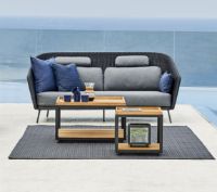 Billede af Cane-line Outdoor Level Sofabord Stor 79x79 cm - Lava Grey/Teak