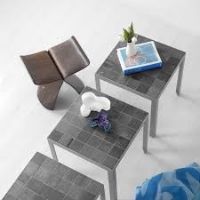 Billede af Rübner Sofabord 44x44x45 cm - Skiffer/Stål