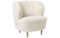 Billede af GUBI Stay Lounge Chair Fully Upholstered SH: 40 cm - Off White/Oak