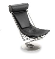 Billede af Stouby Interdane Lænestol SH: 45 cm - Sort Elmo Rustical Læder/Rustfrit Stål