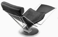 Billede af Stouby Interdane Lænestol SH: 45 cm - Sort Elmo Rustical Læder/Rustfrit Stål