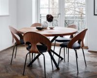 Billede af Vermund Stol VL1100 Spisestol - Eg/Sort Læder/Sort Stel