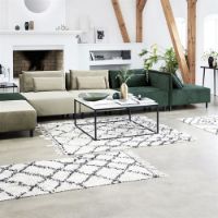 Billede af House Doctor Riba Tæppe 200x90 cm - Hvid/Sort OUTLET