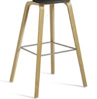 Billede af HAY AAS32 ECO Barstol High SH: 74 cm - High Water Based Lacquered Oak Veneer / ECO Black / Footrest Stainless Steel