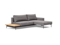 Billede af Innovation Living Bragi Sovesofa m. sidebord L: 265 cm - Mat Sort/Flashtex Light Grey