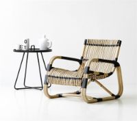 Billede af Cane-line Indoor Curve Loungestol SH: 34 cm - Natural Rattan/Black Bindings