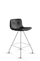 Billede af Bent Hansen Primum Bar Stool Low SH: 65 cm - Zenzo 2 207 Black Leather/Stainless Steel