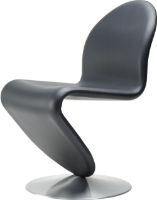 Billede af Verpan System 1-2-3 Dining Chair Standard SH: 47 cm - Black Savanne Leather/Aluminium