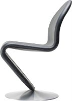 Billede af Verpan System 1-2-3 Dining Chair Standard SH: 47 cm - Black Savanne Leather/Aluminium