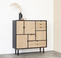 Billede af Andersen Furniture Unique Highboard 131x43x133 cm - Sort/Eg   
