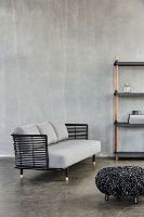 Billede af Cane-line Indoor Loop Fodskammel Ø: 50 cm - Black Rattan