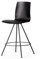 Billede af Skipper Spike Slim Barstol m. Ryglæn SH: 66 cm - Sort Eg/Dark Brown Vacchetta Læder