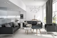 Billede af Skipper Capri Lænestol SH: 42cm Armlæn A - Stål/Sort Læder