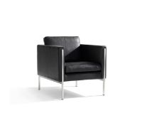 Billede af Skipper Capri Lænestol SH: 42cm Armlæn A - Eg/Sort Læder