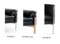 Billede af Skipper Capri Lænestol SH: 42cm Armlæn A - Eg/Sort Læder