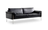 Billede af Skipper Capri 3 pers. sofa L: 216cm Armlæn A - Stål/Sort Læder
