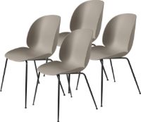 Billede af GUBI Beetle Dining Chair Conic Base 4 stk - Black Matt Base/New Beige Shell