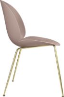 Billede af GUBI Beetle Dining Chair Conic Base 4 stk - Brass Semi Matt Base/Sweet Pink Shell