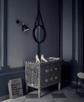 Billede af GUBI Adnet Wall Mirror Circular Ø: 45 cm - Black leather