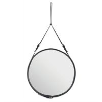 Billede af GUBI Adnet Wall Mirror Circular Ø: 70 cm - Black leather