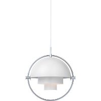 Billede af GUBI Multi-Lite pendel Ø:36 cm Chrome Base - White skærm