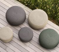 Billede af Cane-line Outdoor Circle Fodskammel Stor H: 43 cm - Taupe Soft Rope