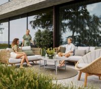 Billede af Cane-line Outdoor Nest 3 Pers. Sofa OUTDOOR L: 226 cm - Natural/Light Grey