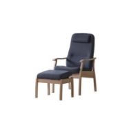 Billede af Farstrup 5610 Applaus Lænestol m. Fodskammel SH: 47 cm - Lysnet Bøg/Medley Blå 66010